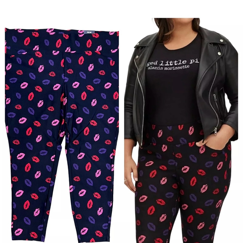 Torrid Women Pants 2 2xCapri Pull On Pixie Lips Tapered Elastic Waist Comfy
